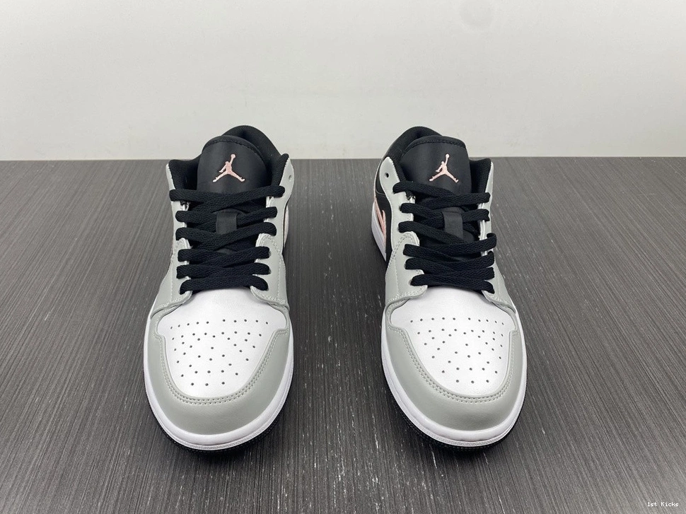 Jordan White 1 Black Grey Low 553558-062 Air Pink 0226